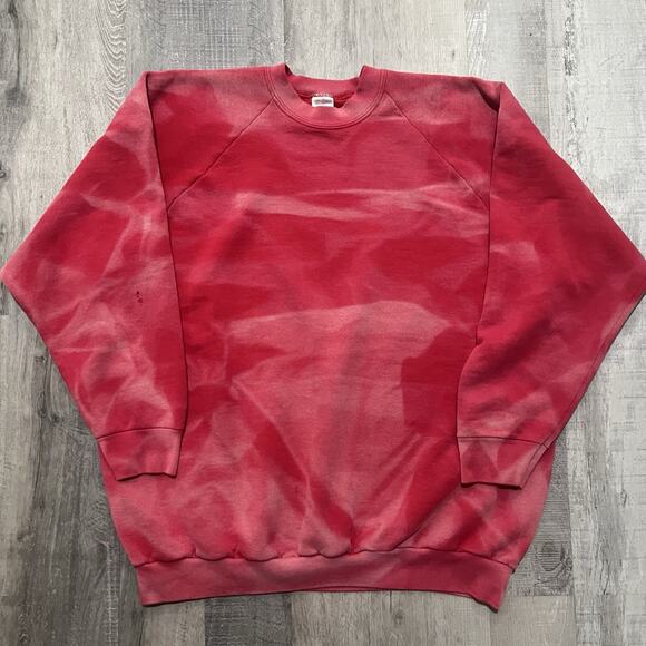 VTG Sun Faded Red Sweatshirt 90s Cotton Distressed Grunge Fader Crewneck XL - Picture 1 of 6